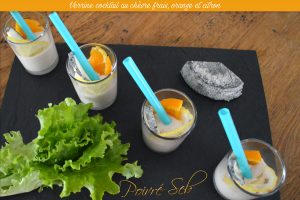 Verrine cocktail au chèvre frais, orange et citron présentation