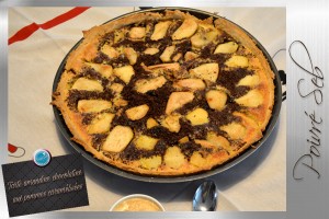 Tarte amandine chocolatine aux pommes caramélisées