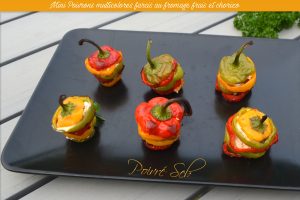 Mini Poivrons multicolores farcis au fromage frais et chorizo