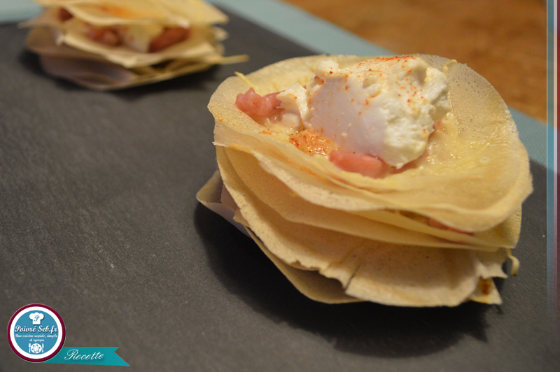 Mille feuilles pizza au chèvre doux et miel épicé