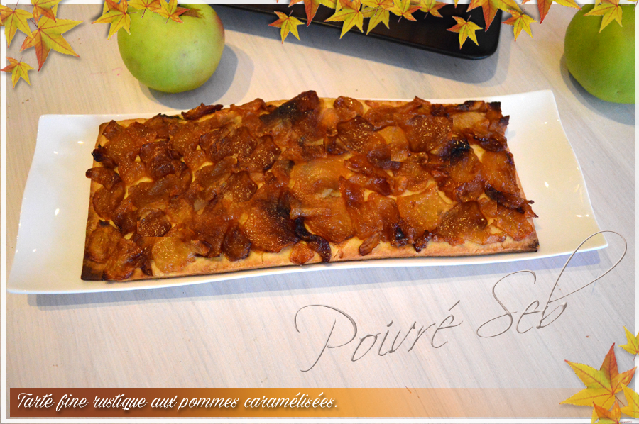 Tarte fine rustique aux pommes caramélisées.