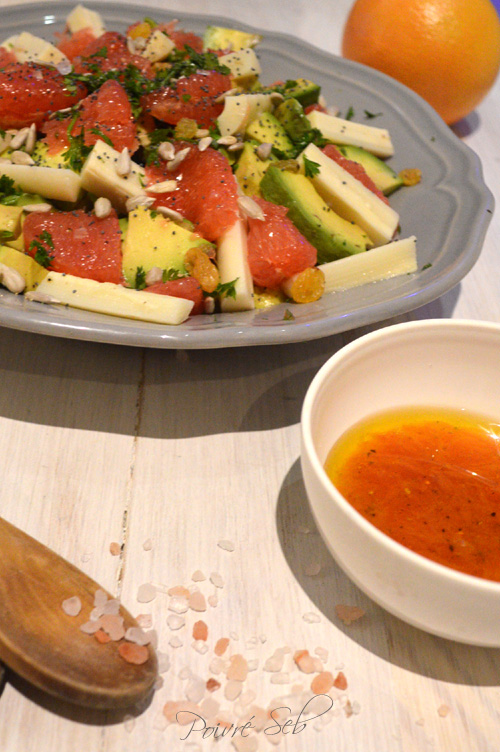 Salade colorée au sel rose d’Himalaya et sa vinaigrette à l’orange