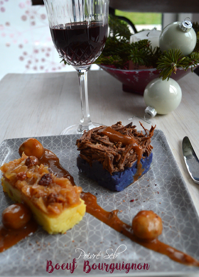 Parmentier d’effiloché de bœuf Bourguignon et sa sauce miroir Bordelaise