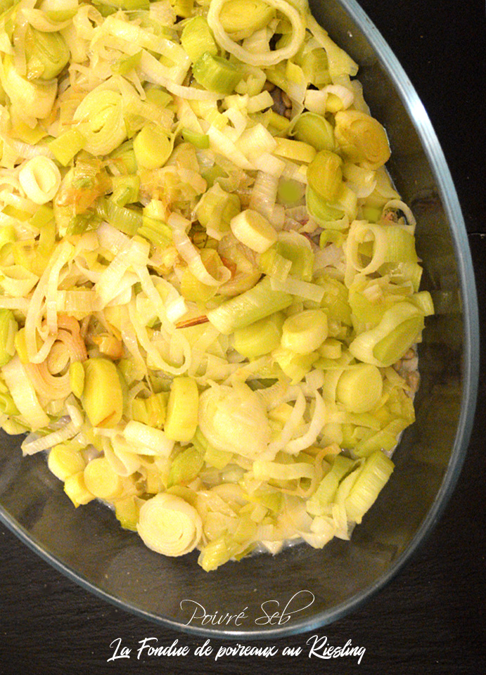 Fondue de poireaux au Riesling.