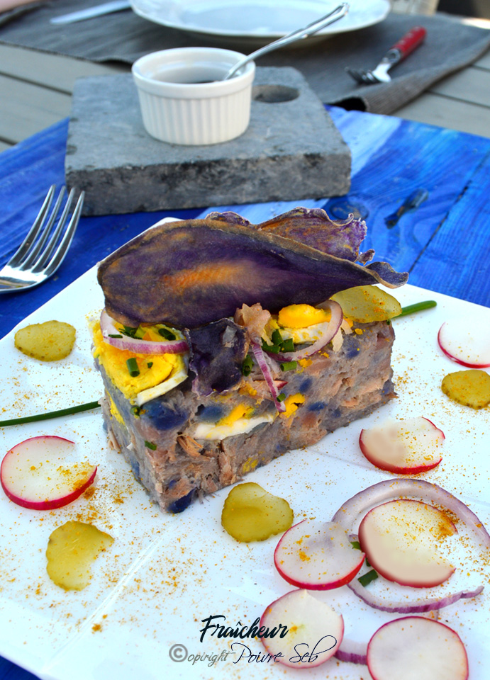 Gâteau fraîcheur aux pommes de terre colorées