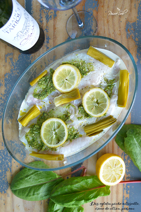 Dos d’églefin au pesto d’oseille, citron et poireau