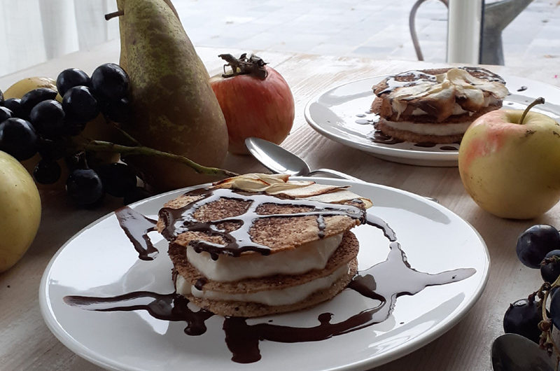 Mille feuille poire, pomme, chocolat